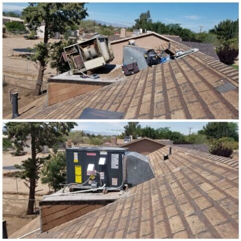 Before and after new roof unit installation