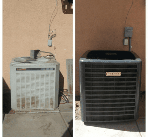 Before and after new unit installation