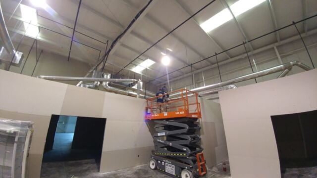 New commercial building duct work installation