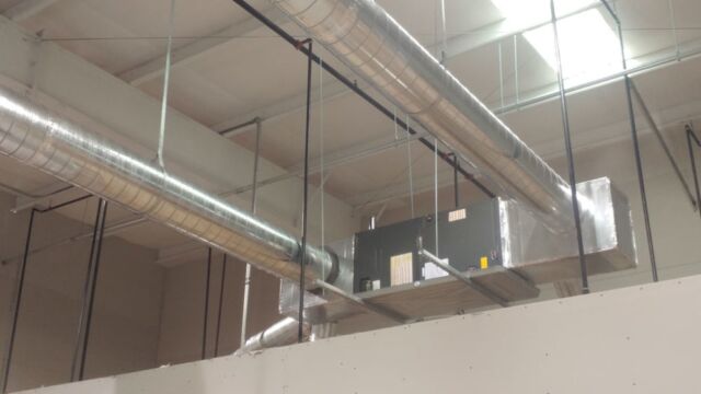 New commercial building duct work installation