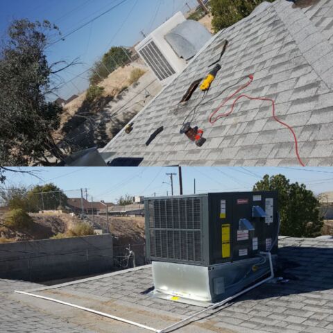 Before and after new roof unit installation