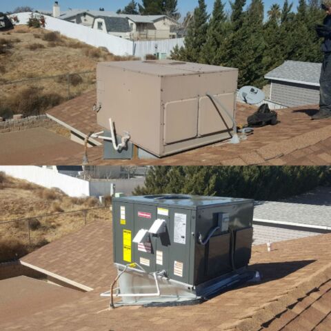 Before and after new roof unit installation