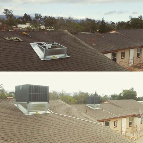 Before and after new roof unit installation