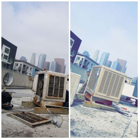 Before and after new roof unit installation