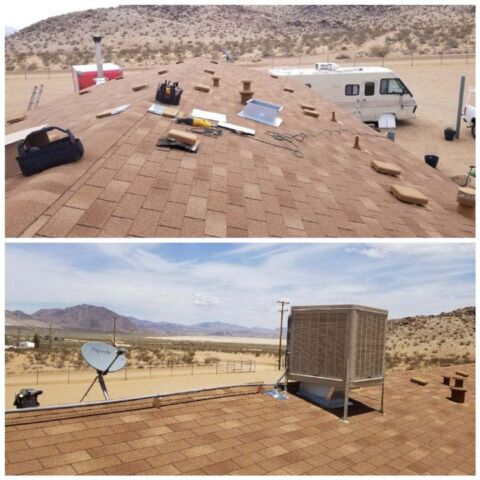 Before and after new roof unit installation