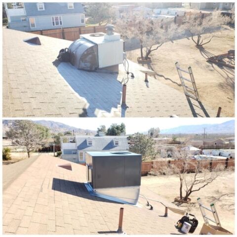 Before and after new roof unit installation