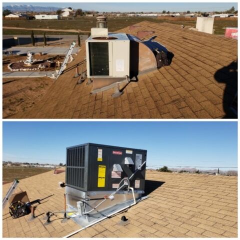 Before and after new roof unit installation